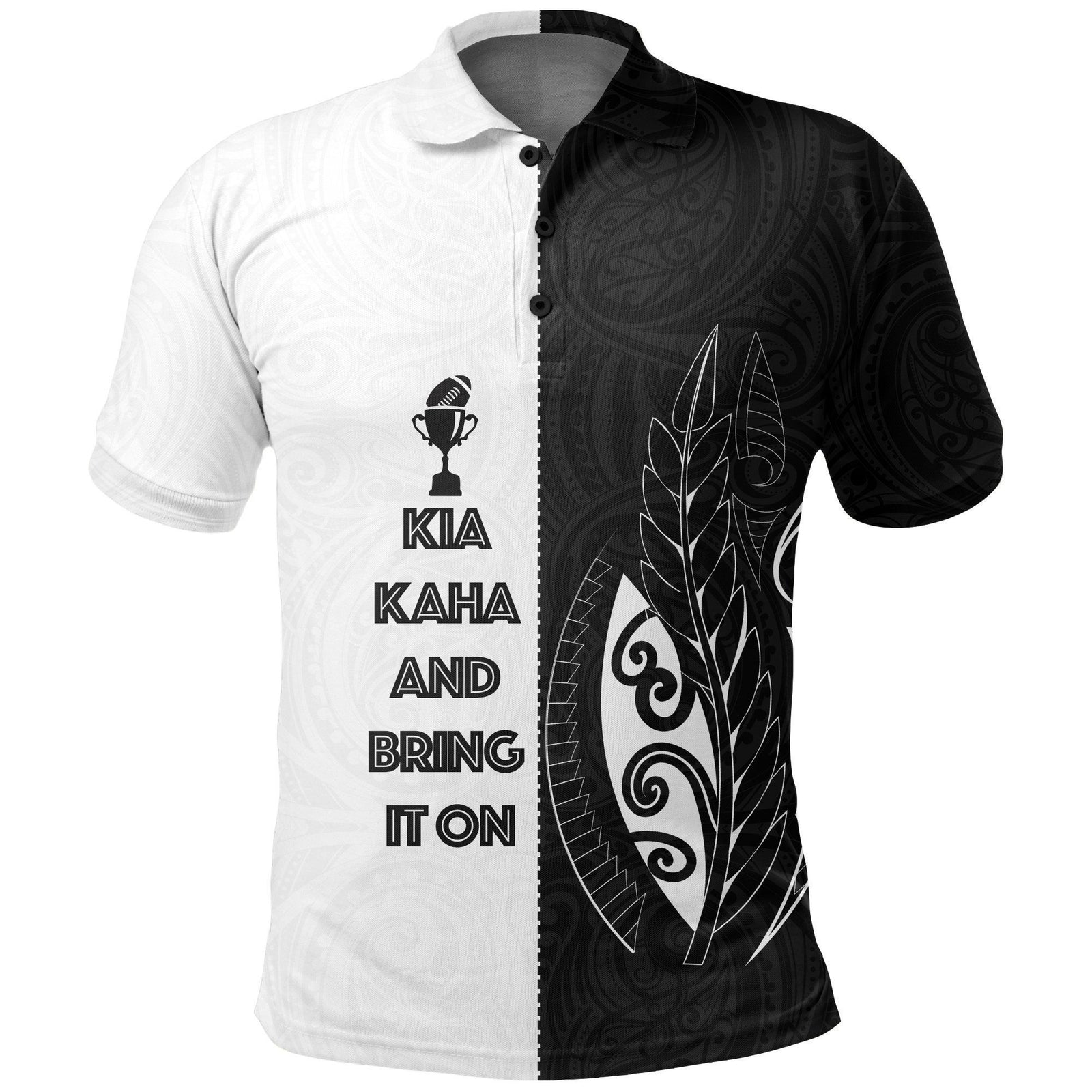 Polynesian Pride Apparel Kia Kaha and Bring It On Pullover Polo Shirt Unisex Black - Polynesian Pride