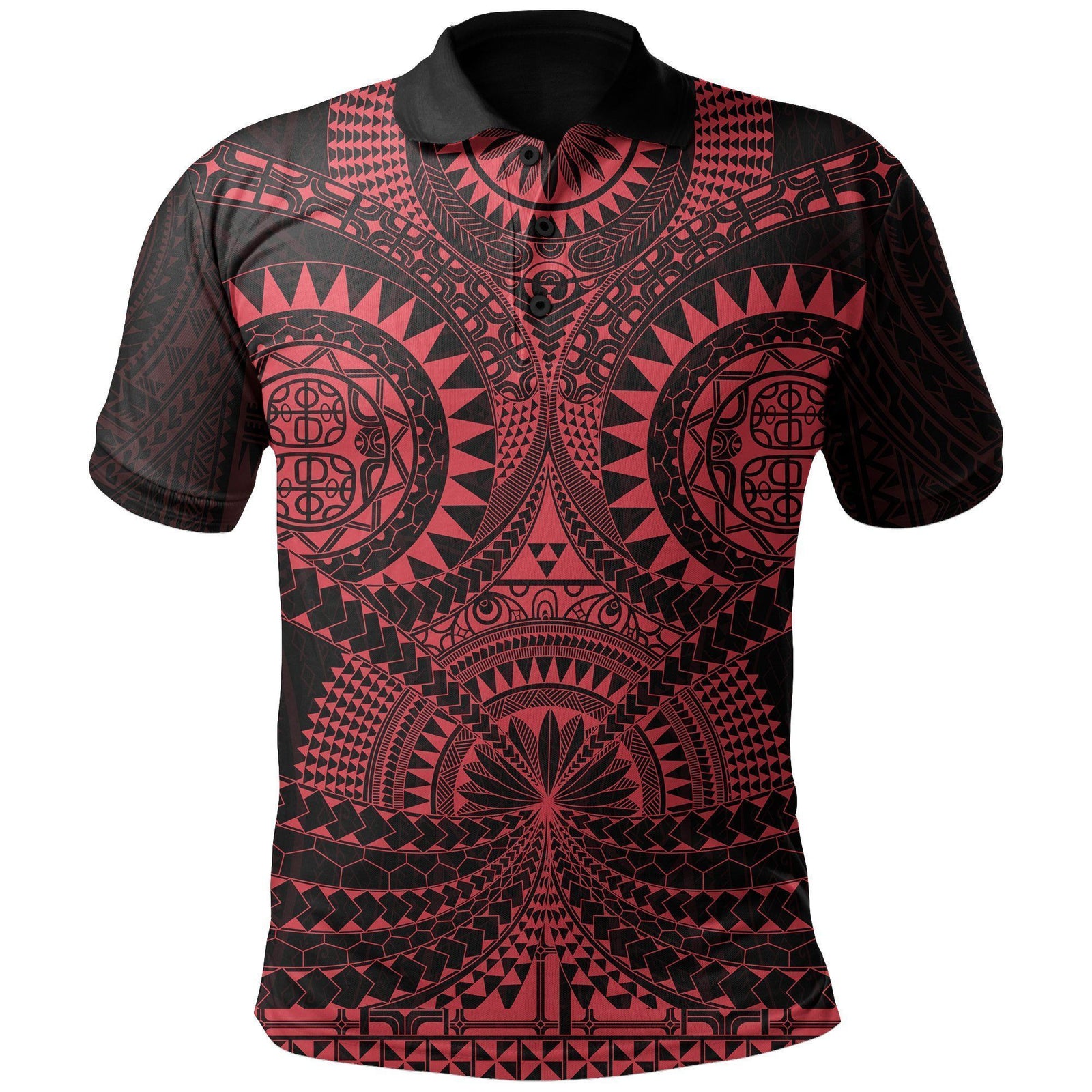 Polynesian Pride Apparel Polynesian Tattoo Polo Shirt Red Unisex Red - Polynesian Pride