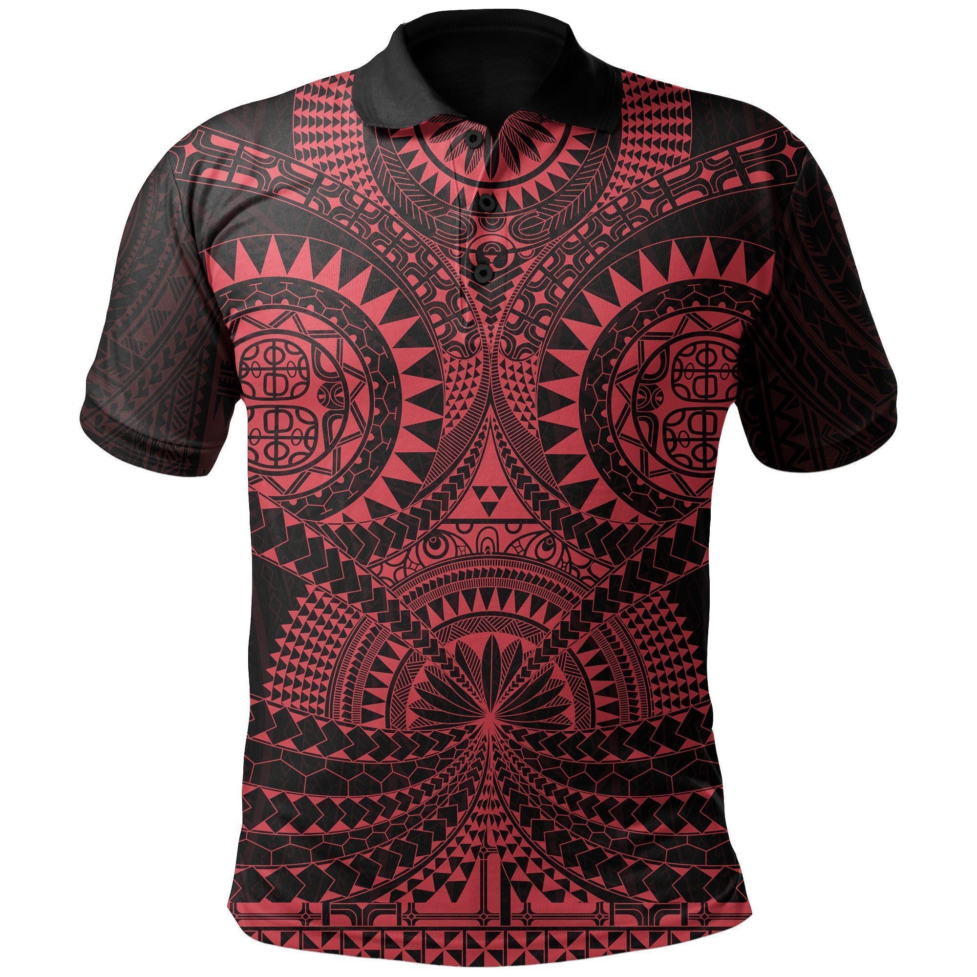 Polynesian Pride Apparel Polynesian Tattoo Polo Shirt Red Unisex Red - Polynesian Pride