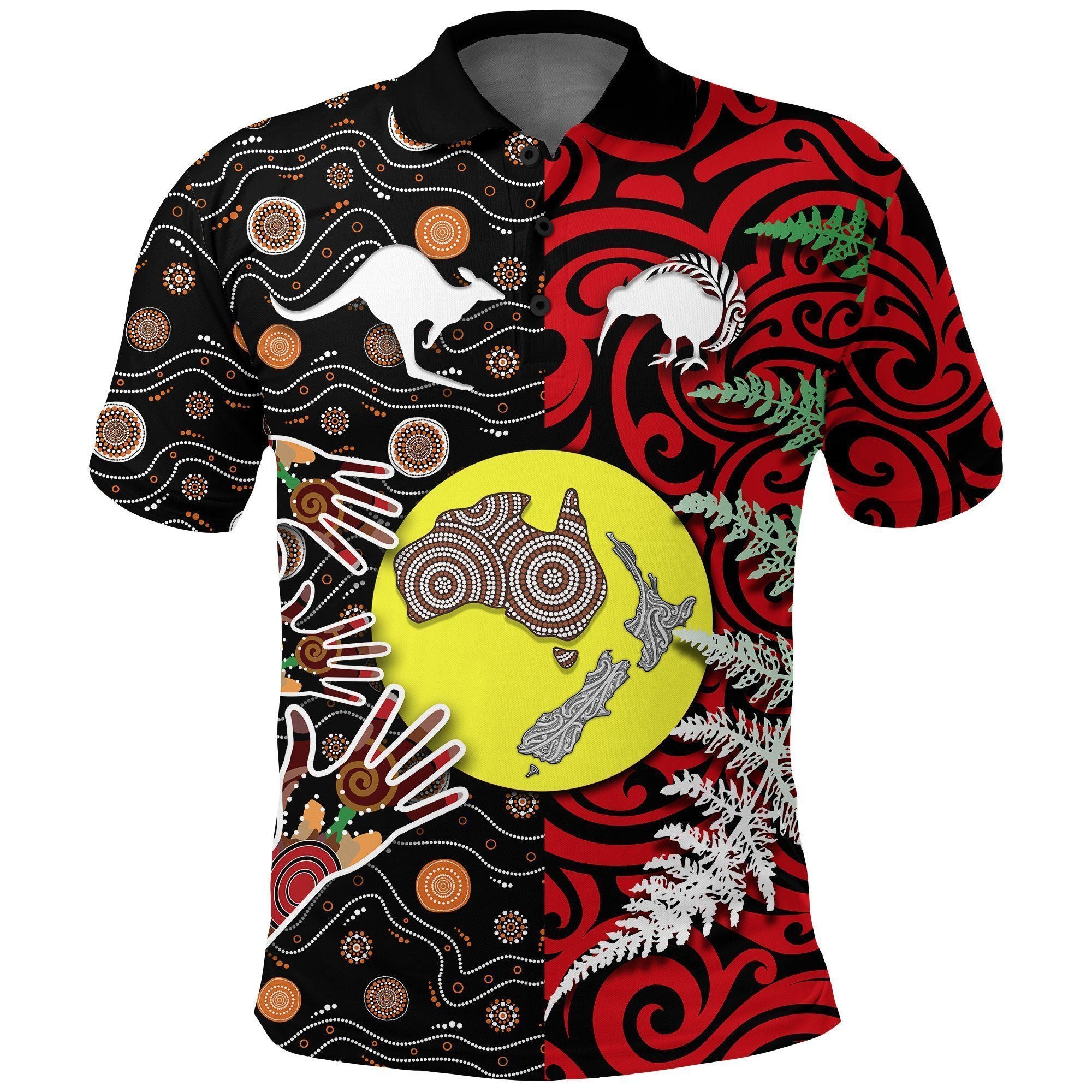 Polynesian Pride Apparel New Zealand Australia Polo Shirt Maori Aboriginal Unisex Black - Polynesian Pride