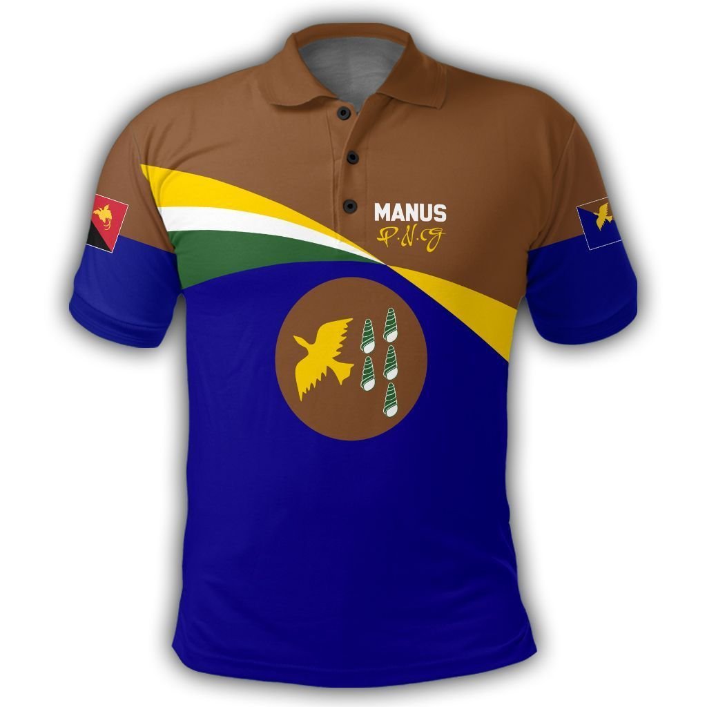 Polynesian Pride Apparel Manus Polo Shirt PNG Flag Style Unisex Blue - Polynesian Pride