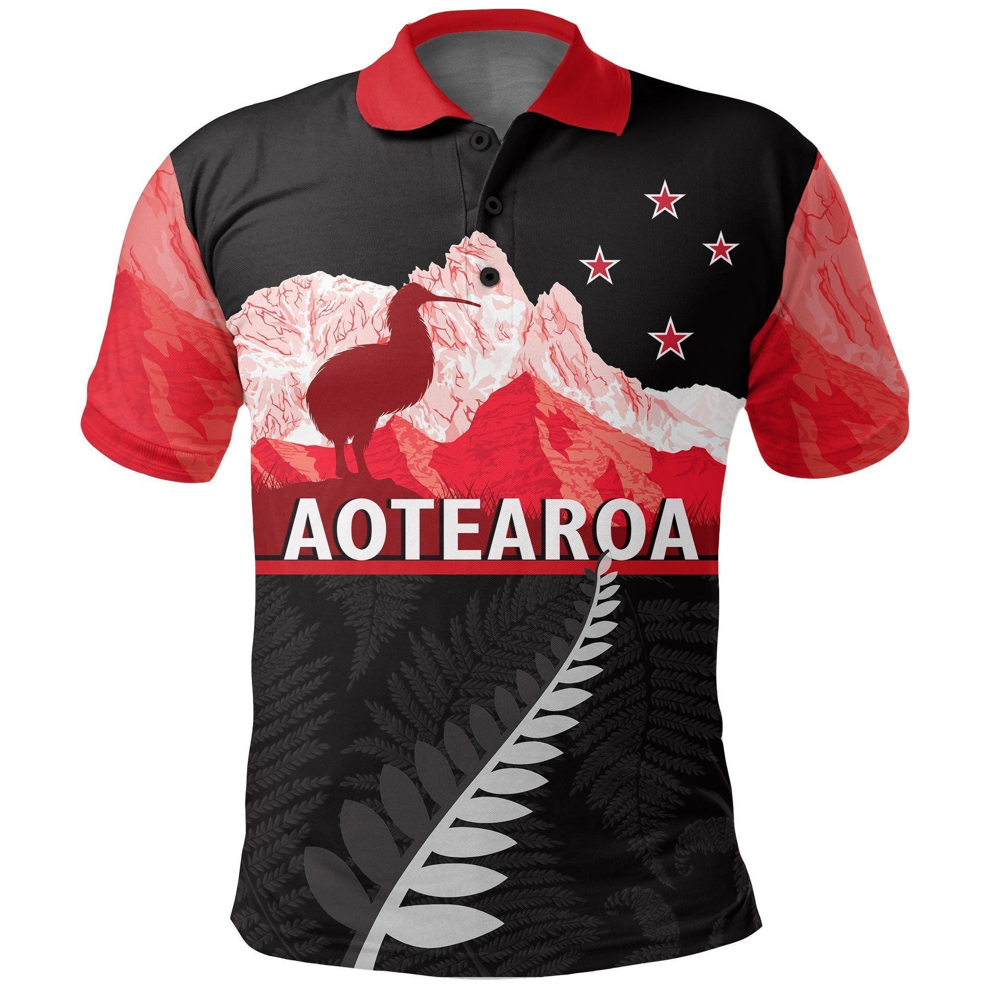 Polynesian Pride Apparel Aoraki Mount Cook Polo Shirt New Zealand Unisex Black - Polynesian Pride