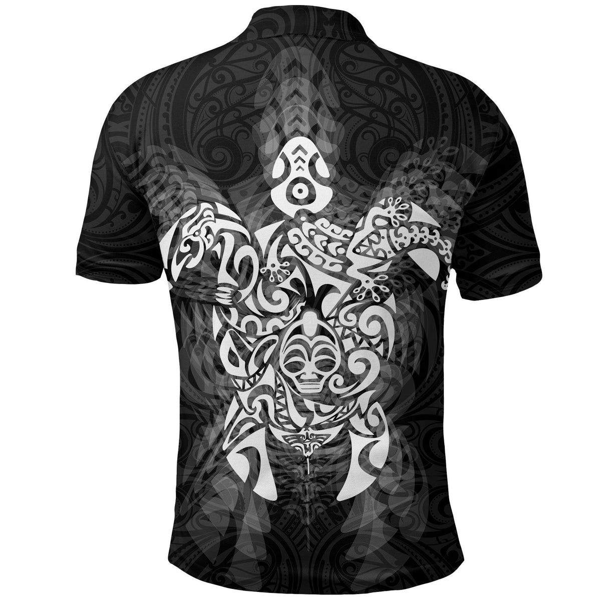 Polynesian Pride Apparel New Zealand Maori Polo Shirt, Wairua Tattoo Turtle Golf Shirt White - Polynesian Pride