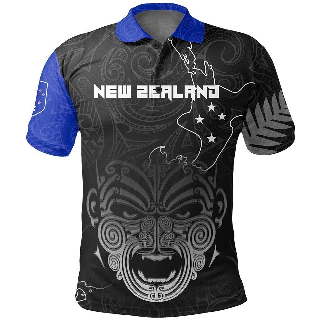 Polynesian Pride Apparel New Zealand Maori Ta Moko Polo Shirt Unisex Black - Polynesian Pride