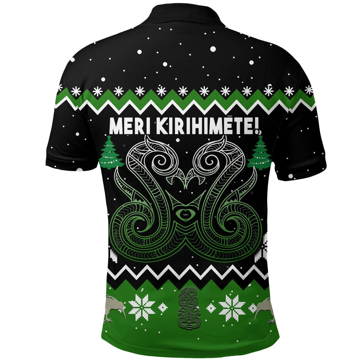 Polynesian Pride Apparel New Zealand Christmas Polo Shirt Manaia Meri Kirihimete - Polynesian Pride