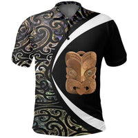 Polynesian Pride Apparel Paua Shell Maori Whakairo Polo Shirt Circle Style Unisex Black - Polynesian Pride