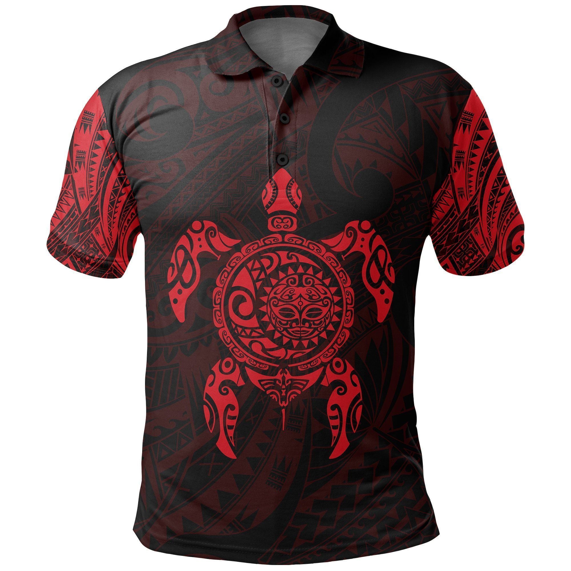 Polynesian Pride Apparel New Zealand Maori Polo Shirt, Polynesian Turtle Tattoo Polo Shirt Red Unisex Red - Polynesian Pride