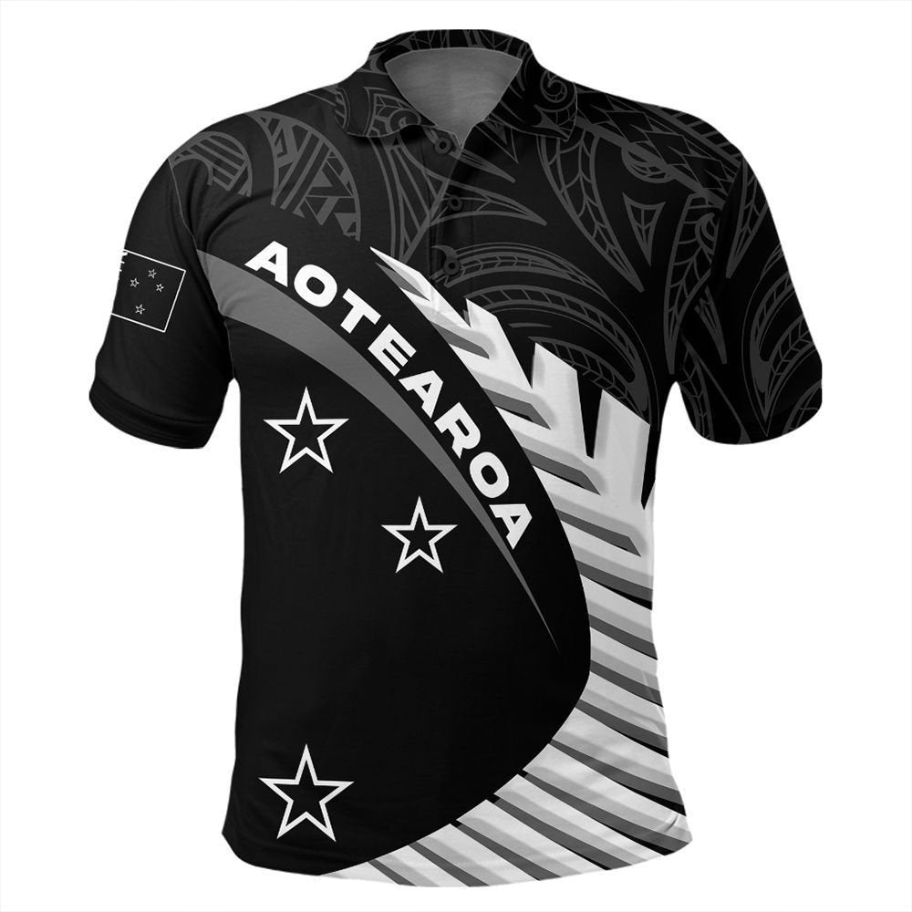Polynesian Pride Apparel New Zealand Polo Shirt Aotearoa Black Rugby Polo Shirt Unisex Black - Polynesian Pride