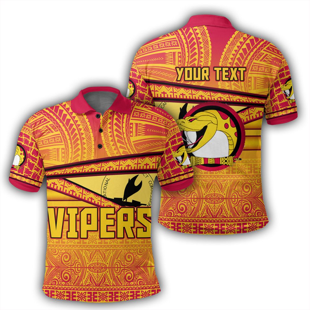 Polynesian Pride Apparel Polo Shirt Port Moresby Vipers Polo Shirt Flag Tapa Pattern Stronic Style Unisex Black - Polynesian Pride