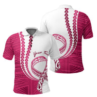 Polynesian Pride Apparel Custom Polo Shirt Pinktober White Polo Shirt - Polynesian Pride