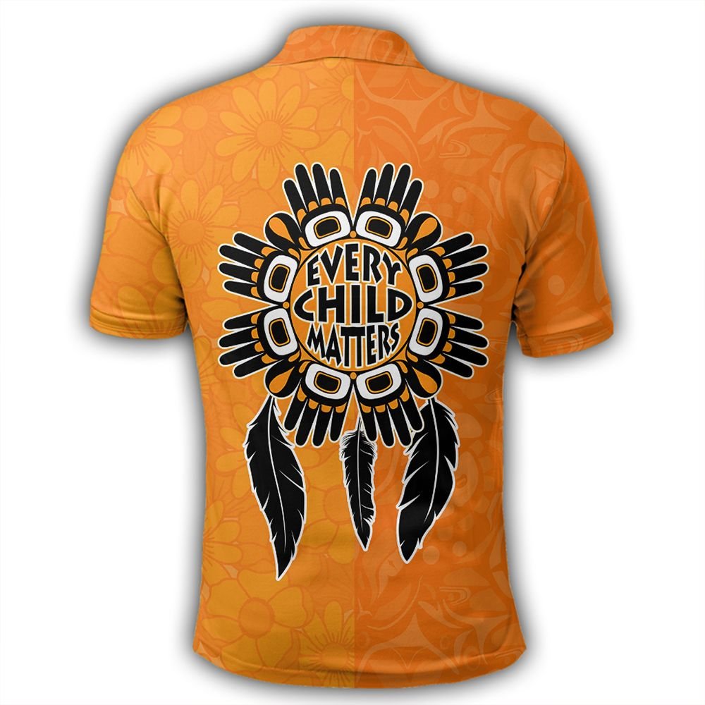 Polynesian Pride Apparel Orange Shirt Day Polo Shirt Every Child Matters Feathers Polo Shirt - Polynesian Pride