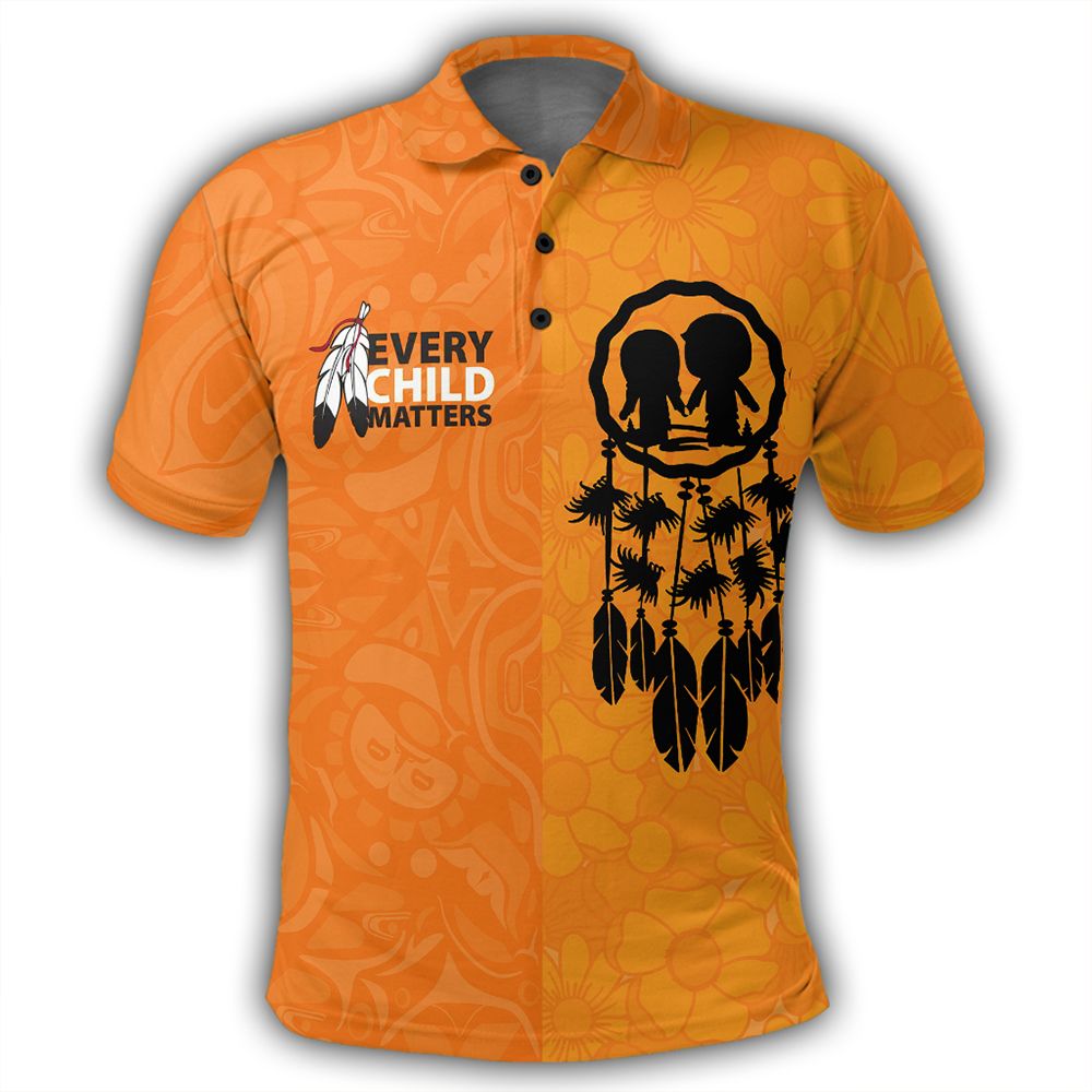 Polynesian Pride Apparel Orange Shirt Day Polo Shirt Every Child Matters Feathers Polo Shirt Unisex Orange - Polynesian Pride
