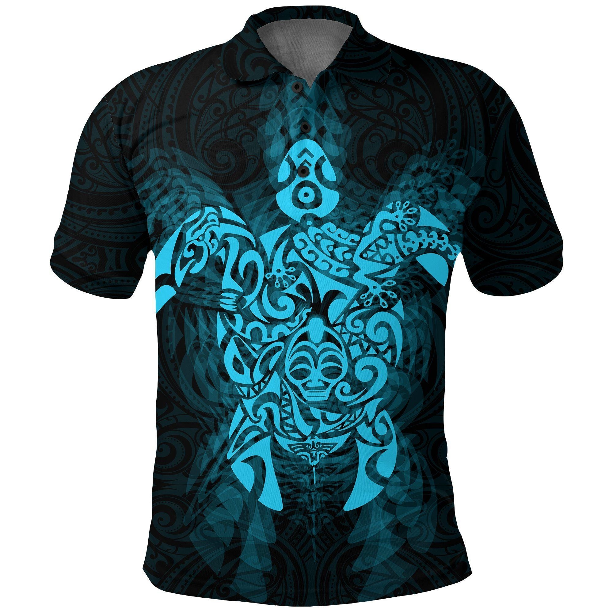 Polynesian Pride Apparel New Zealand Maori Polo Shirt, Wairua Tattoo Turtle Golf Shirt Blue Unisex Blue - Polynesian Pride