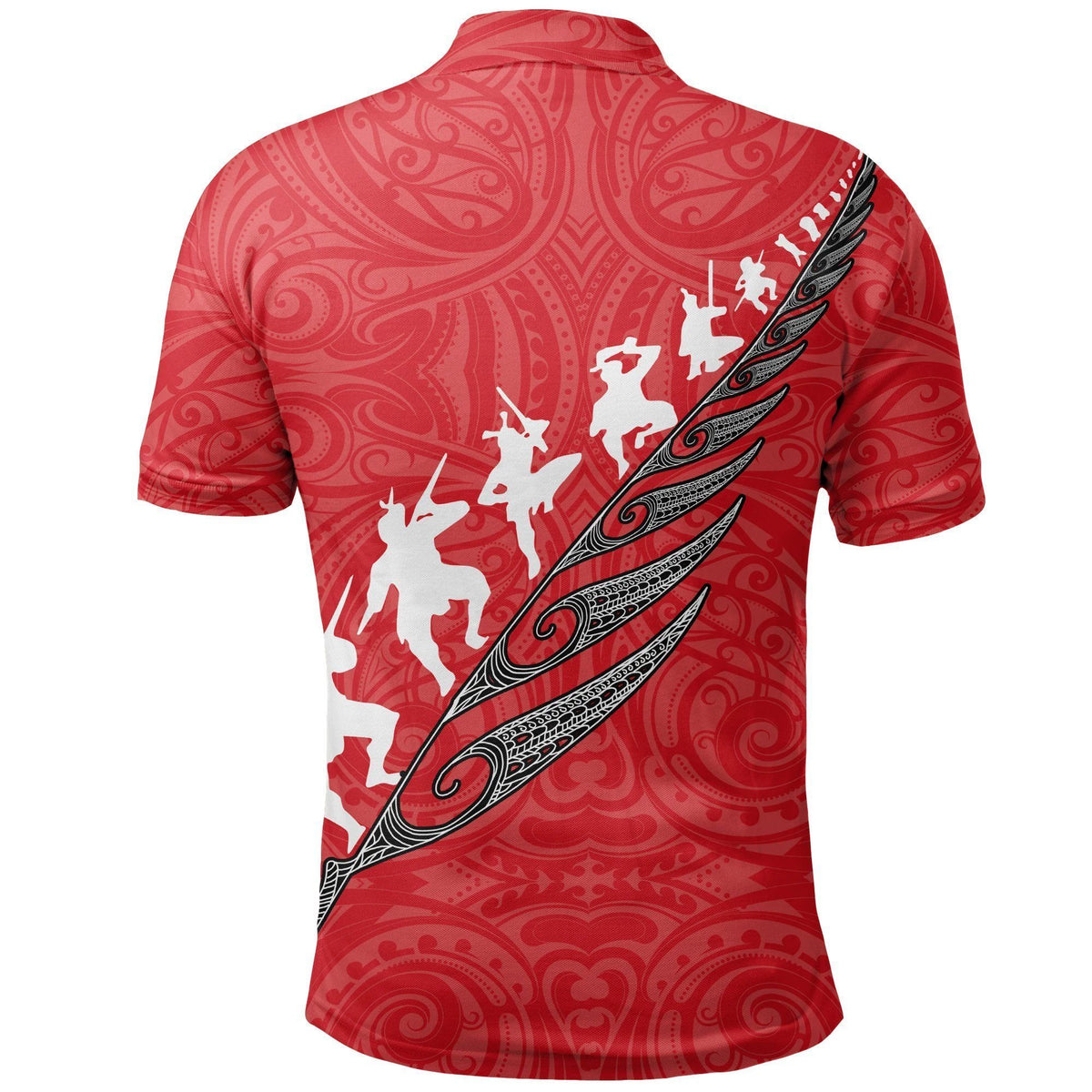 Polynesian Pride Apparel Rugby Haka Fern Polo Shirt Red - Polynesian Pride