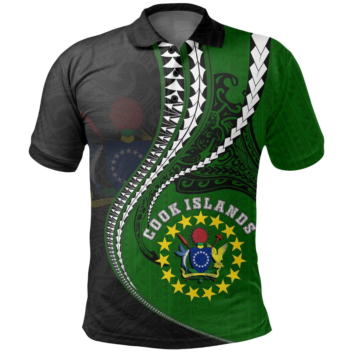 Polynesian Pride Apparel Cook Island Polo Shirt Kanaloa Tatau Gen CK Unisex Green - Polynesian Pride