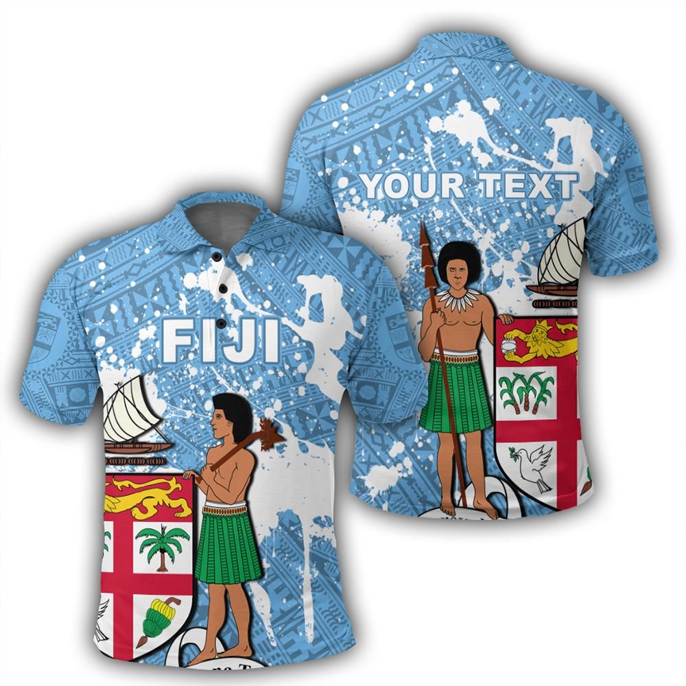 Polynesian Pride Apparel Polo Shirt Fiji Polo Shirt Melanesia Pattern Tenpi Style Unisex Blue - Polynesian Pride