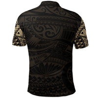 Polynesian Pride Apparel New Zealand Polo Shirt, Maori Tattoo Wolf Dragon Golf Gold - Polynesian Pride