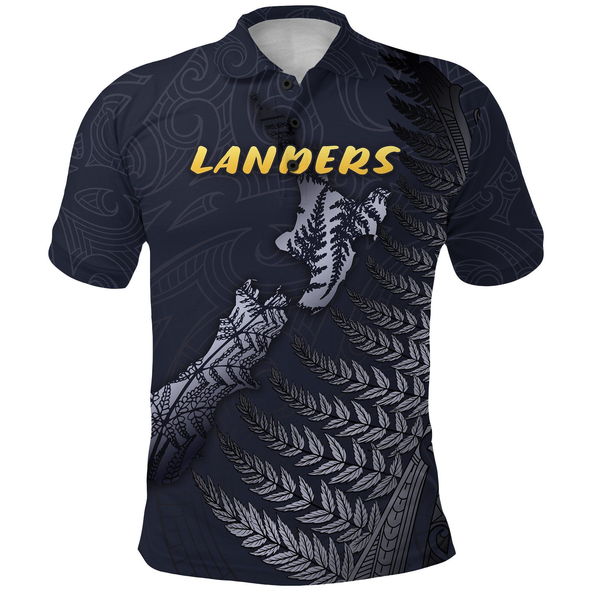 Polynesian Pride Apparel New Zealand Landers Polo Shirt Highlanders Rugby Unisex Navy - Polynesian Pride