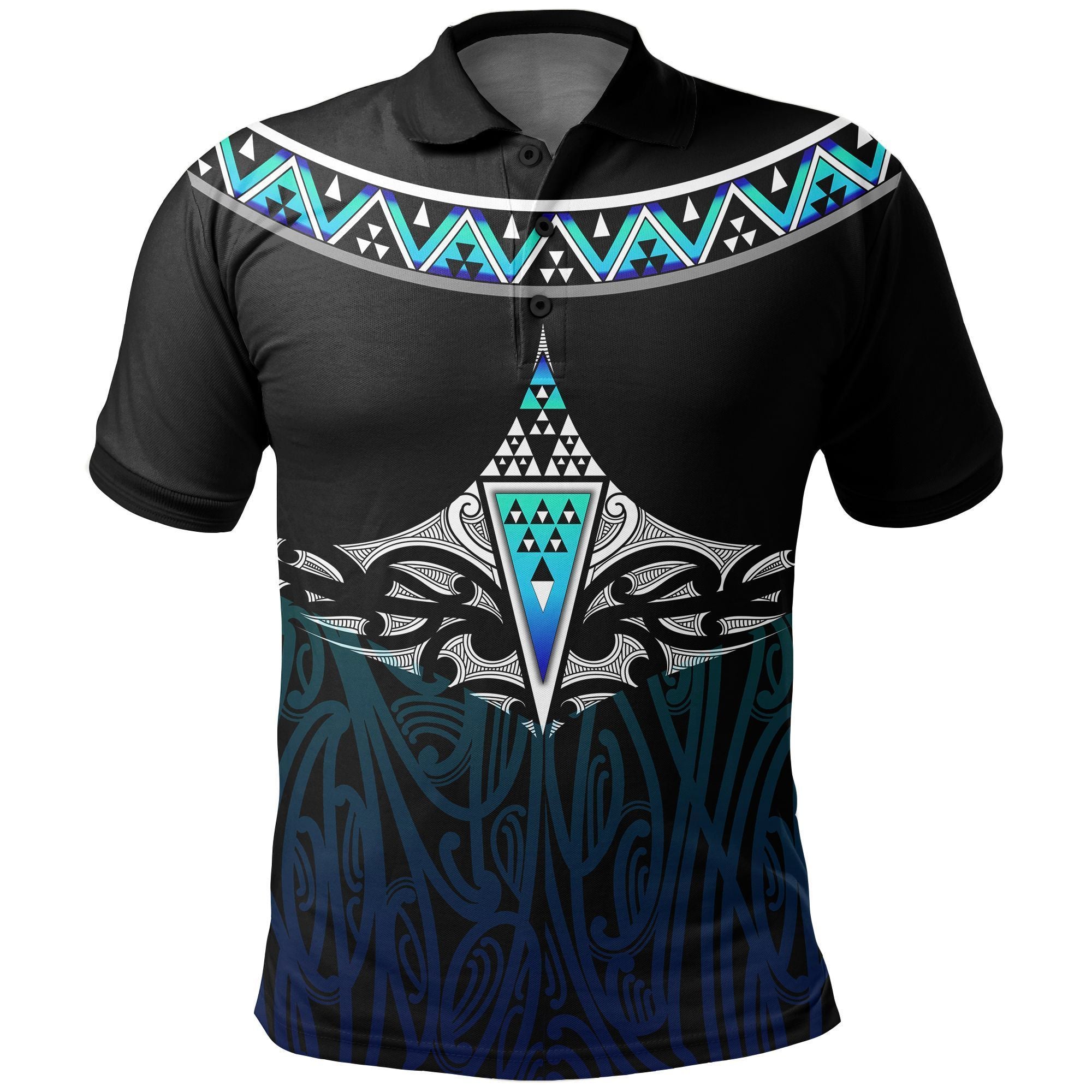 Polynesian Pride Apparel New Zealand Maori Taniko Polo Shirt Unisex Black - Polynesian Pride