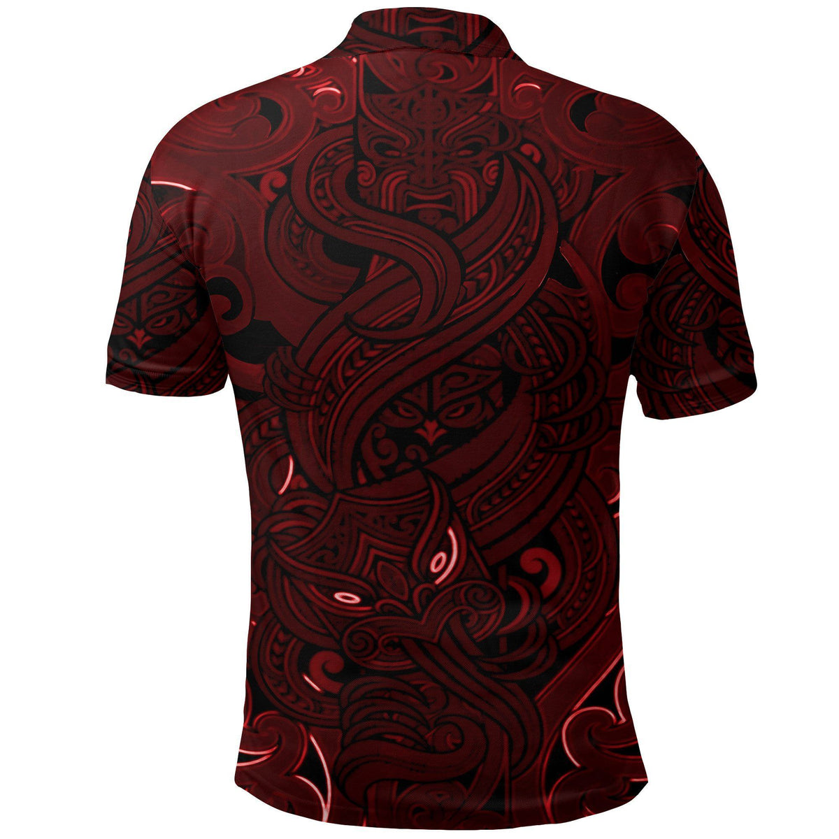 Polynesian Pride Apparel New Zealand Polo Shirt, Maori Gods Golf Shirt, Tumatauenga (God of War) Red - Polynesian Pride