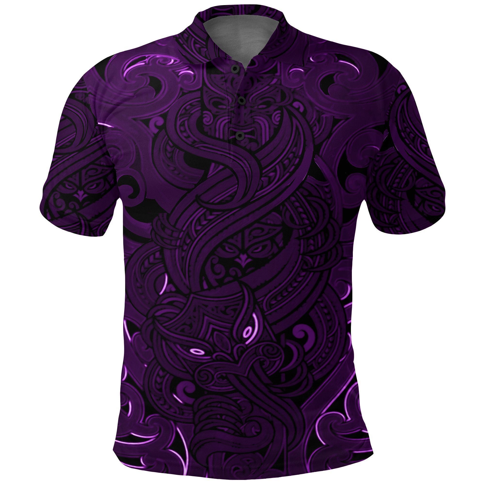 Polynesian Pride Apparel New Zealand Polo Shirt, Maori Gods Golf Shirt, Tumatauenga (God of War) Purple Unisex Purple - Polynesian Pride