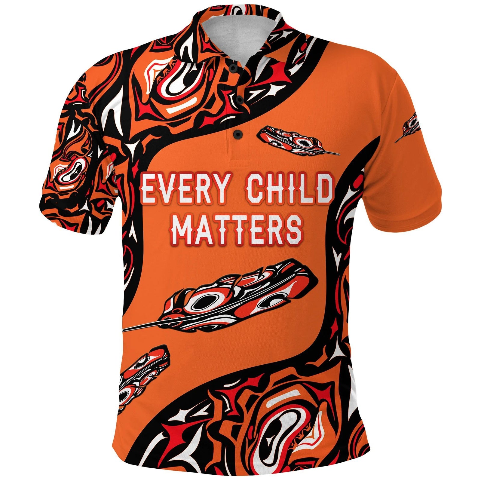 Polynesian Pride Apparel Orange Shirt Day Polo Shirt Every Child Matters Aboriginal Feather NO.1 Unisex Orange - Polynesian Pride