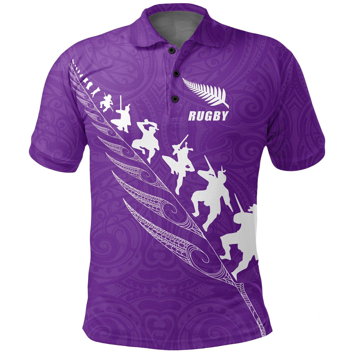Polynesian Pride Apparel Rugby Haka Fern Polo Shirt Violet Unisex Violet - Polynesian Pride