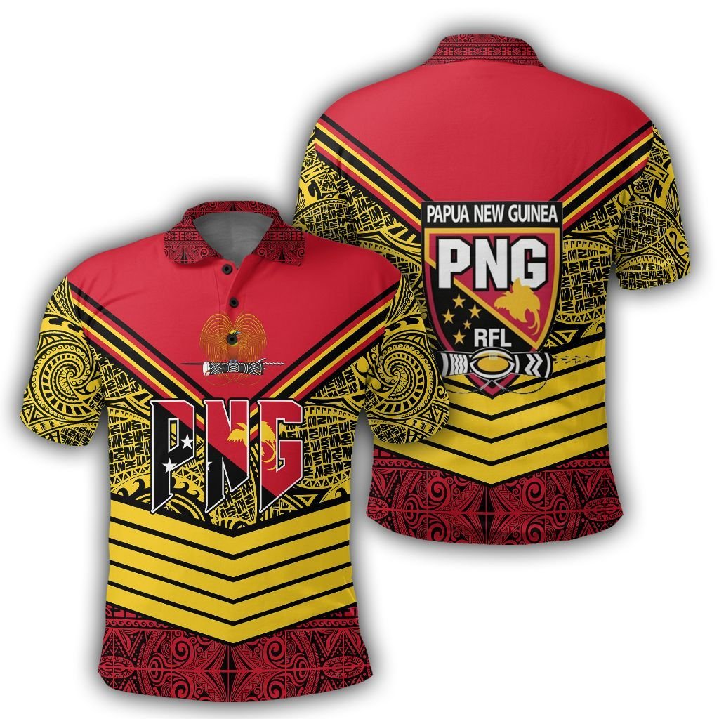 Polynesian Pride Apparel Polo Shirt Papua New Guinea Polo Shirt Tapa Lauhala Rugby Scrum Style Unisex Red - Polynesian Pride
