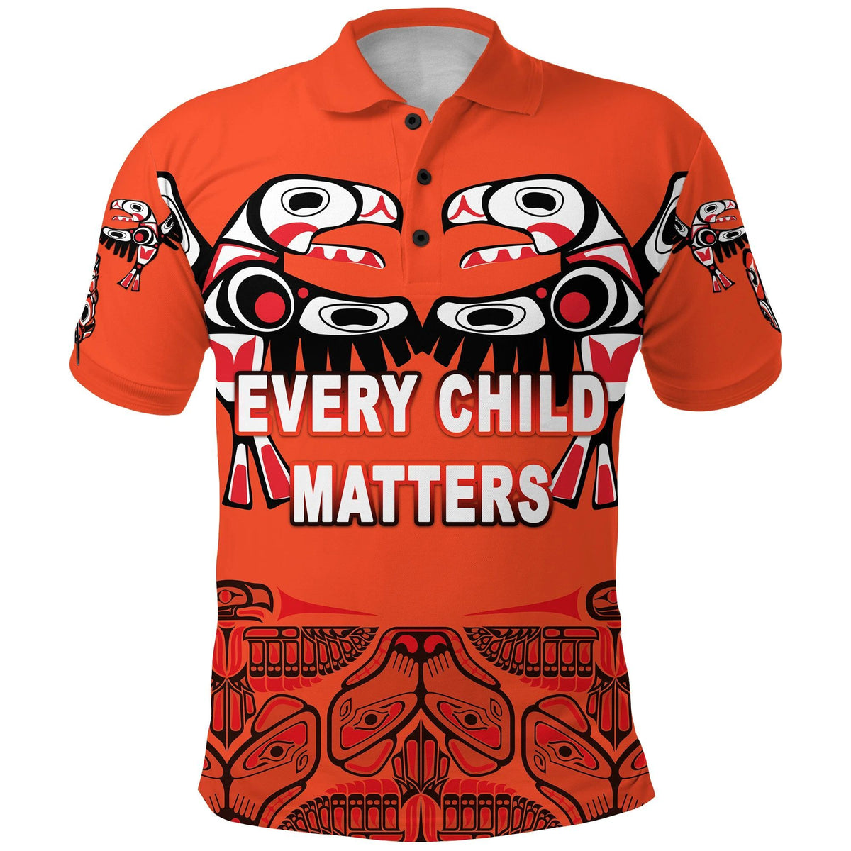 Polynesian Pride Apparel Orange Shirt Day Polo Shirt Every Child Matters Totem Bird Indigenous Unisex Orange - Polynesian Pride