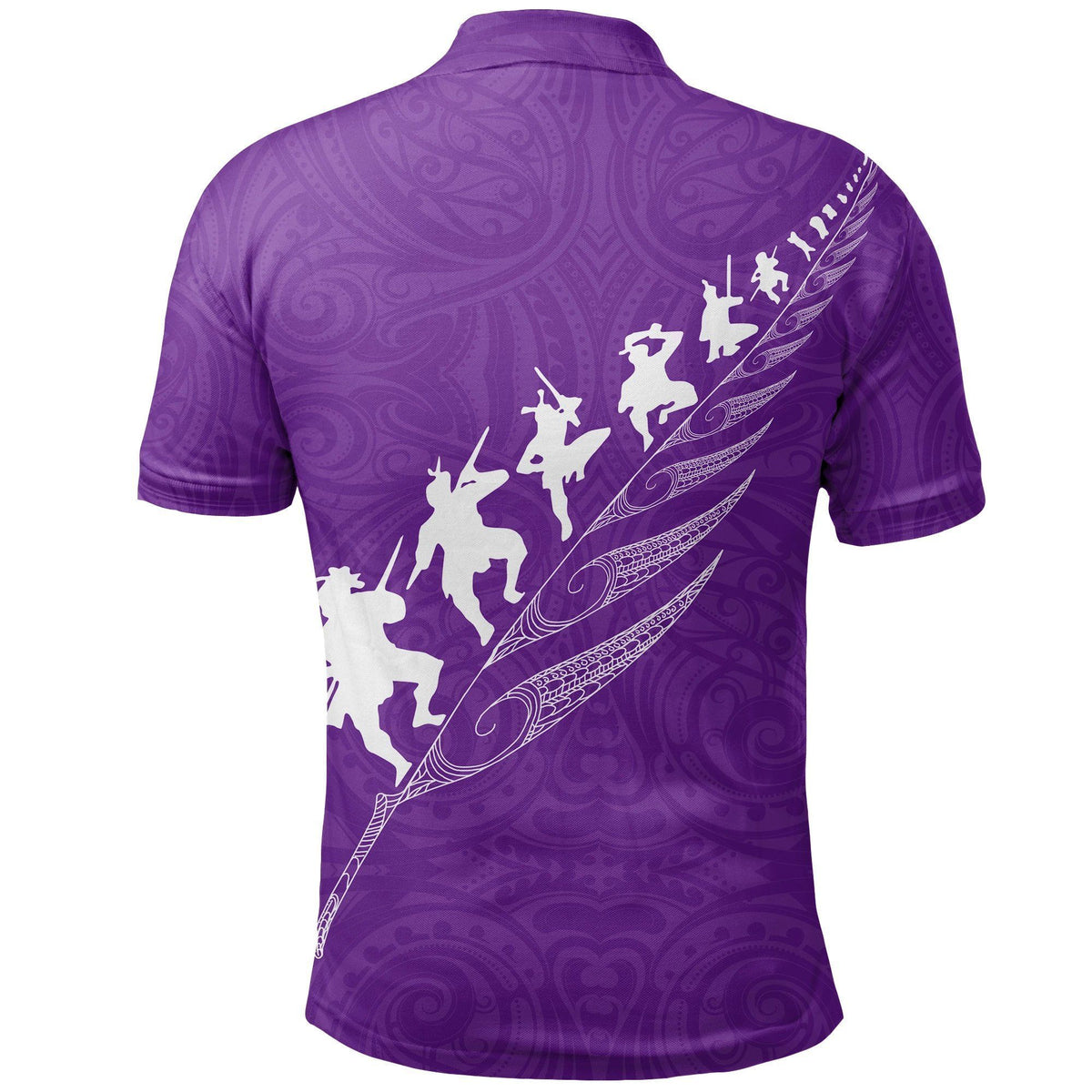 Polynesian Pride Apparel Rugby Haka Fern Polo Shirt Violet - Polynesian Pride