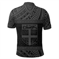 Polynesian Pride Apparel Polo Shirt Fiji Polo Shirt Flag Tapa Gray Art Style - Polynesian Pride
