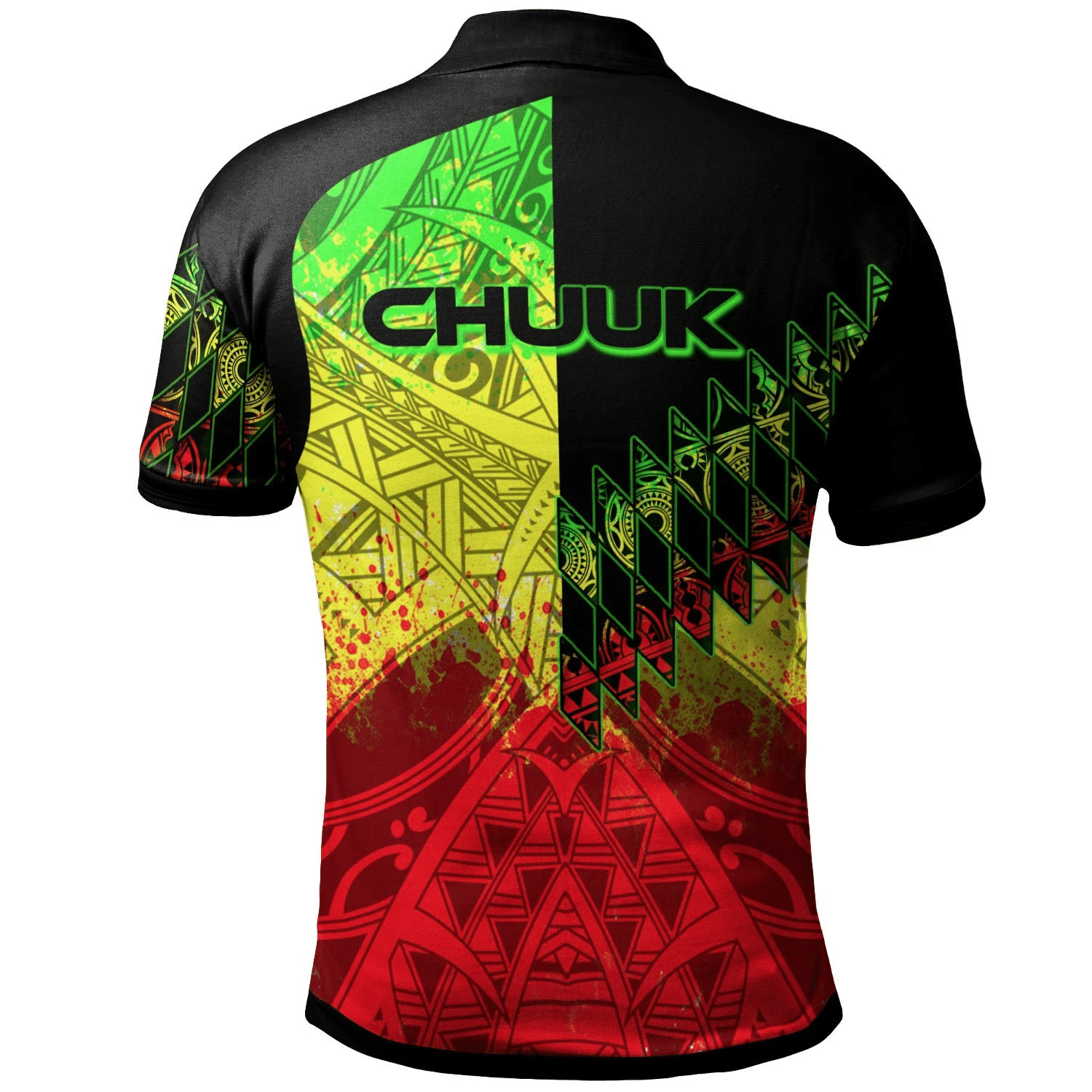 Polynesian Pride Apparel Chuuk Polo Shirt Reggae Color Symmetry Style Unisex Black - Polynesian Pride
