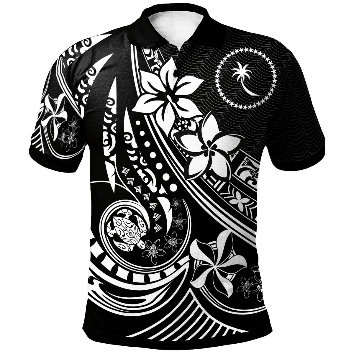 Polynesian Pride Apparel Chuuk Polo Shirt The Flow Of The Ocean Unisex Black - Polynesian Pride