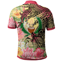 Polynesian Pride Apparel Pohnpei State Polo Shirt Flowers Tropical With Sea Animals - Polynesian Pride