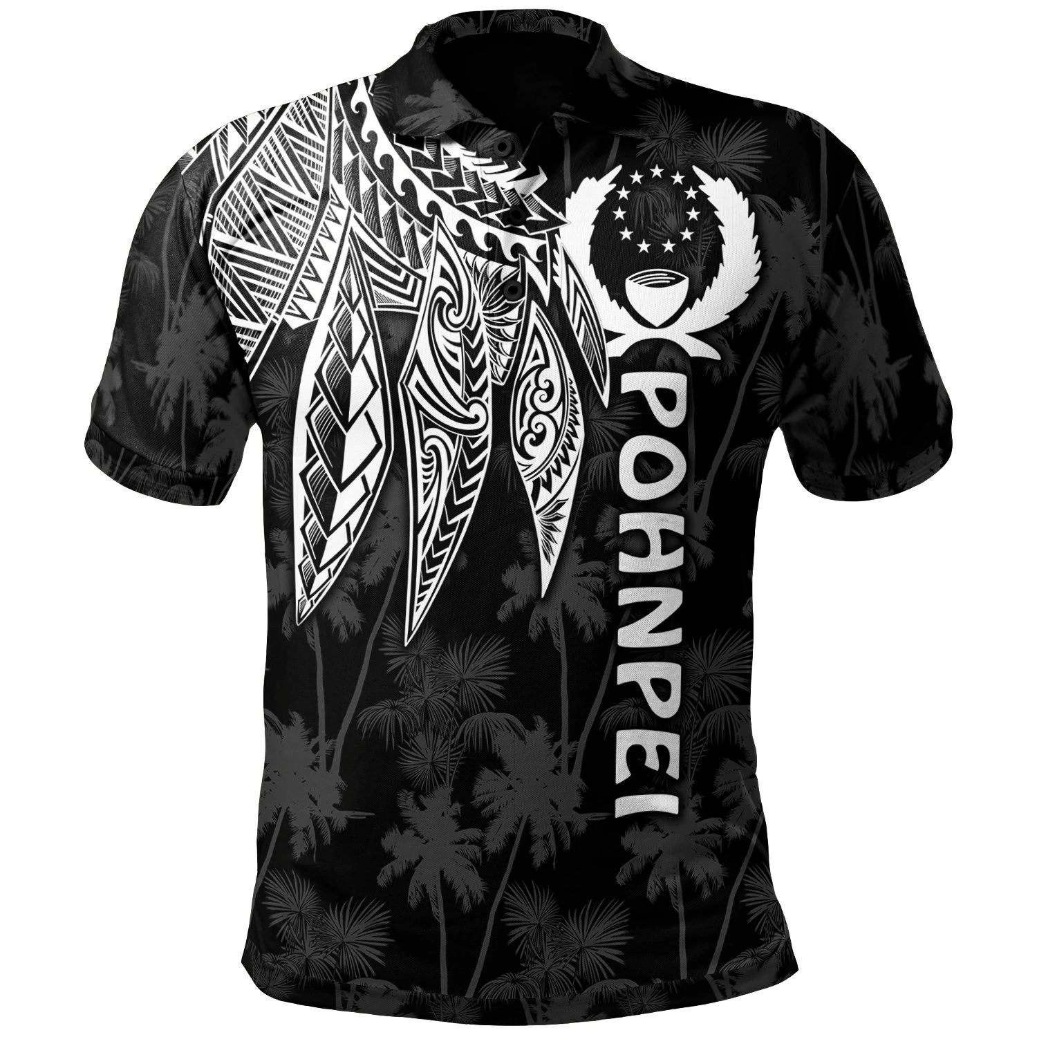 Polynesian Pride Apparel Pohnpei Polo Shirt Polynesian Wings (White) Unisex White - Polynesian Pride