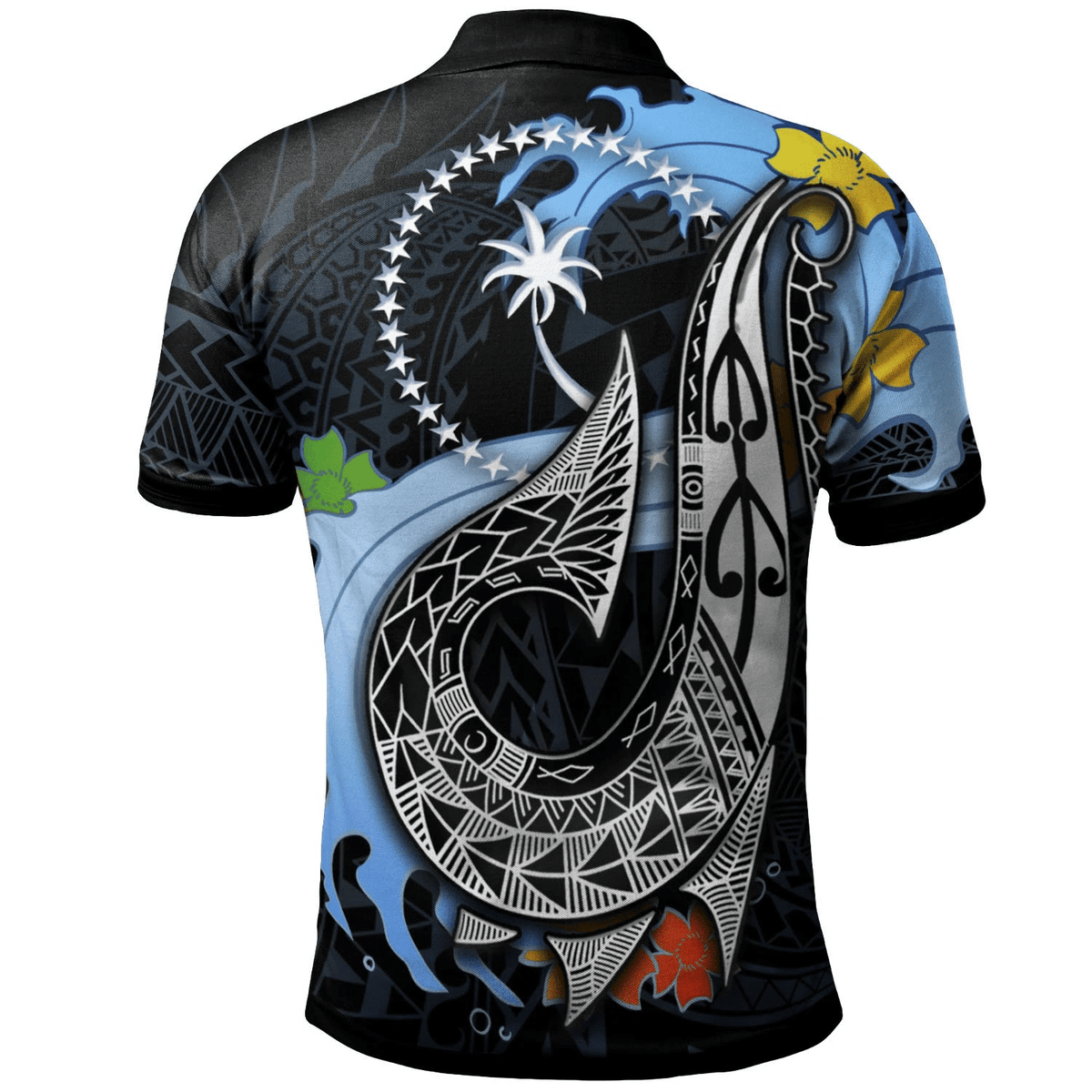 Polynesian Pride Apparel Chuuk State Polo Shirt Fish Hooks and Wave - Polynesian Pride