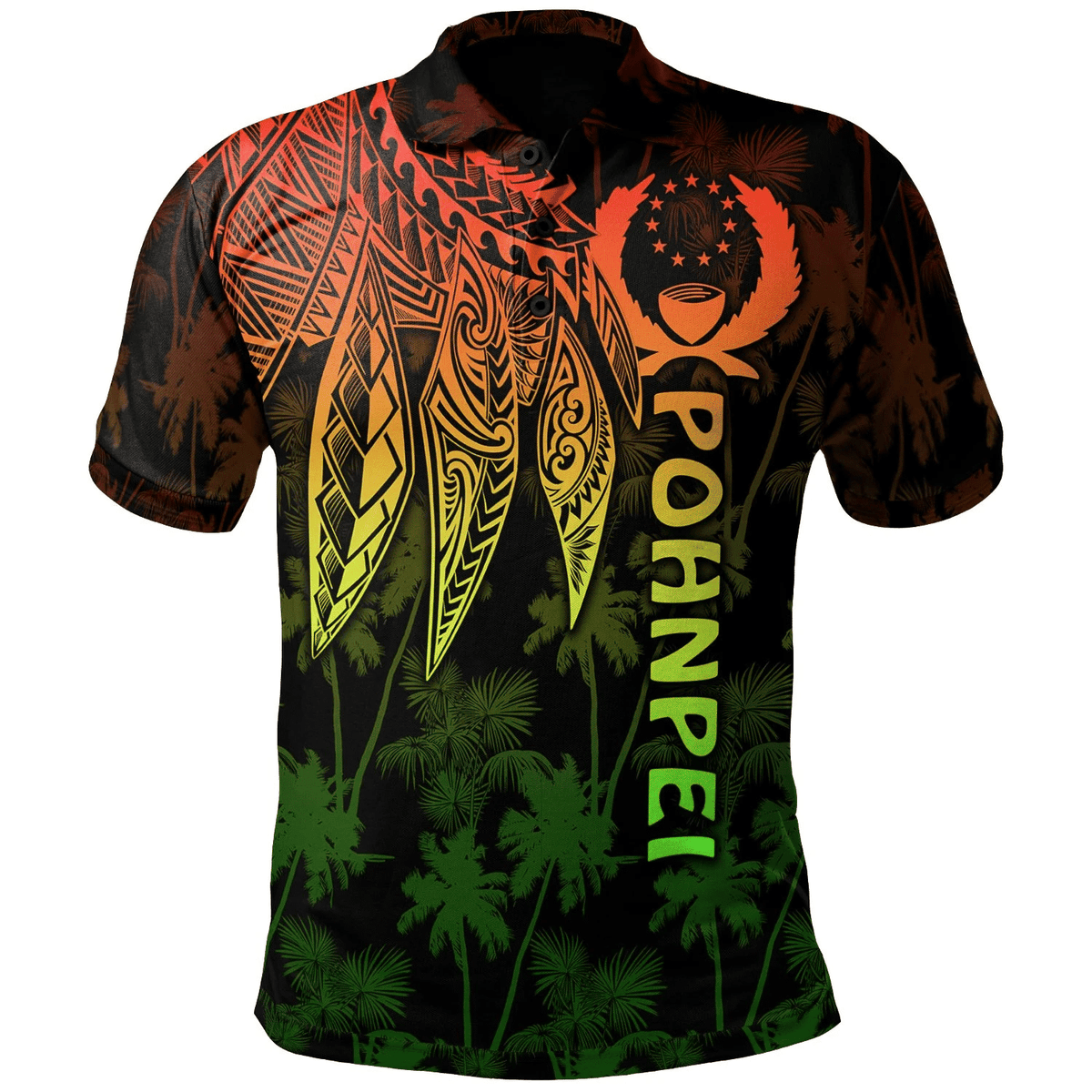Polynesian Pride Apparel Pohnpei Polo Shirt Polynesian Wings (Reggae) Unisex Reggae - Polynesian Pride