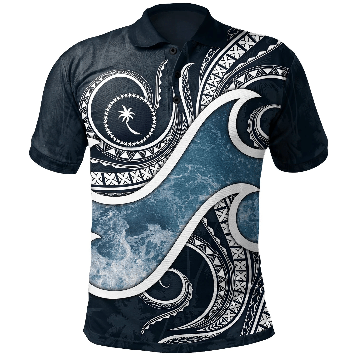 Polynesian Pride Apparel Chuuk Islands Polynesian Polo Shirt Ocean Style Unisex Blue - Polynesian Pride