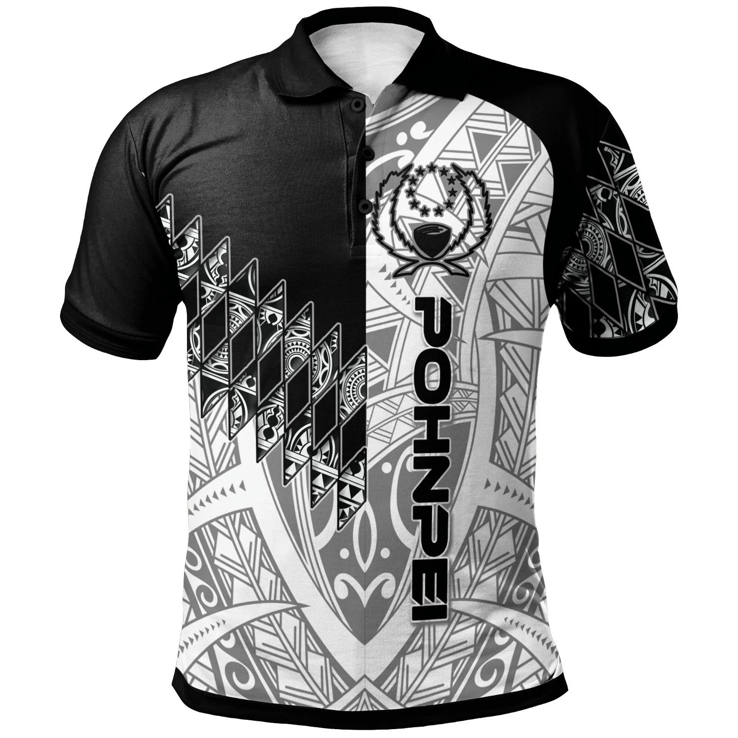 Polynesian Pride Apparel Pohnpei Polo Shirt Symmetry Style Unisex Black - Polynesian Pride
