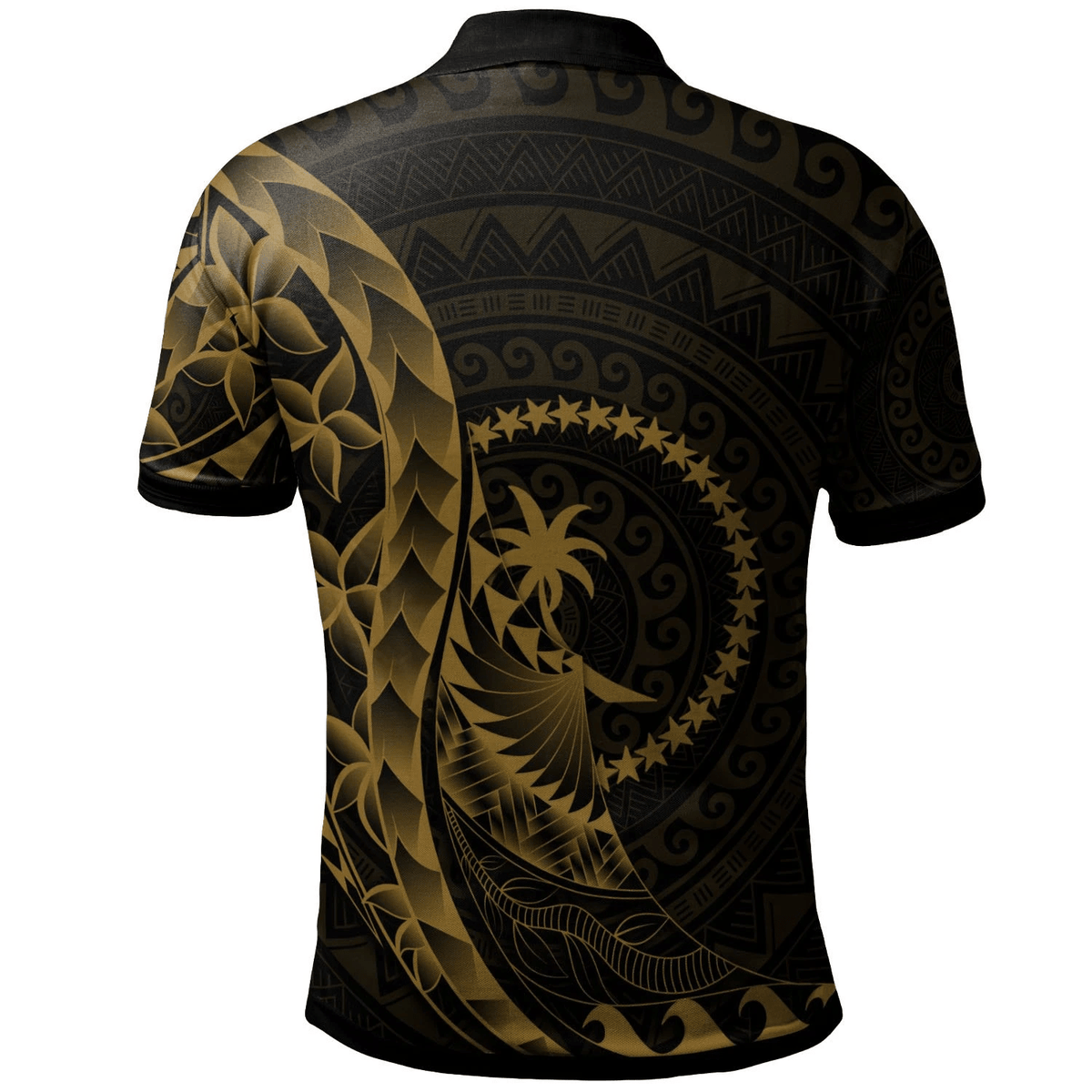 Polynesian Pride Apparel Chuuk Polo Shirt Polynesian Pattern Style Gold Color - Polynesian Pride