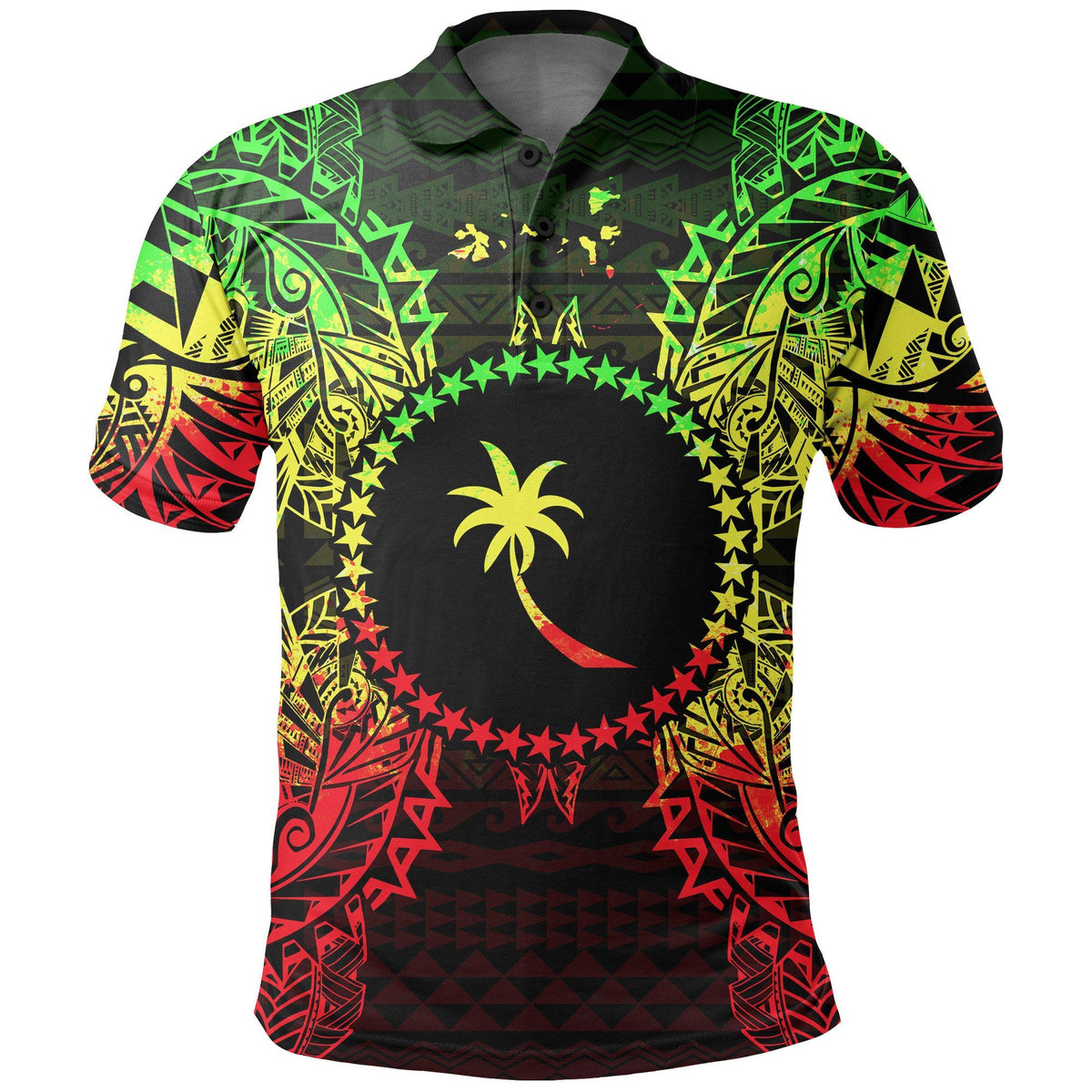Polynesian Pride Apparel Chuuk Polo Shirt Chuuk Flag Map Polynesian Tattoo Reggae Unisex Reggae - Polynesian Pride