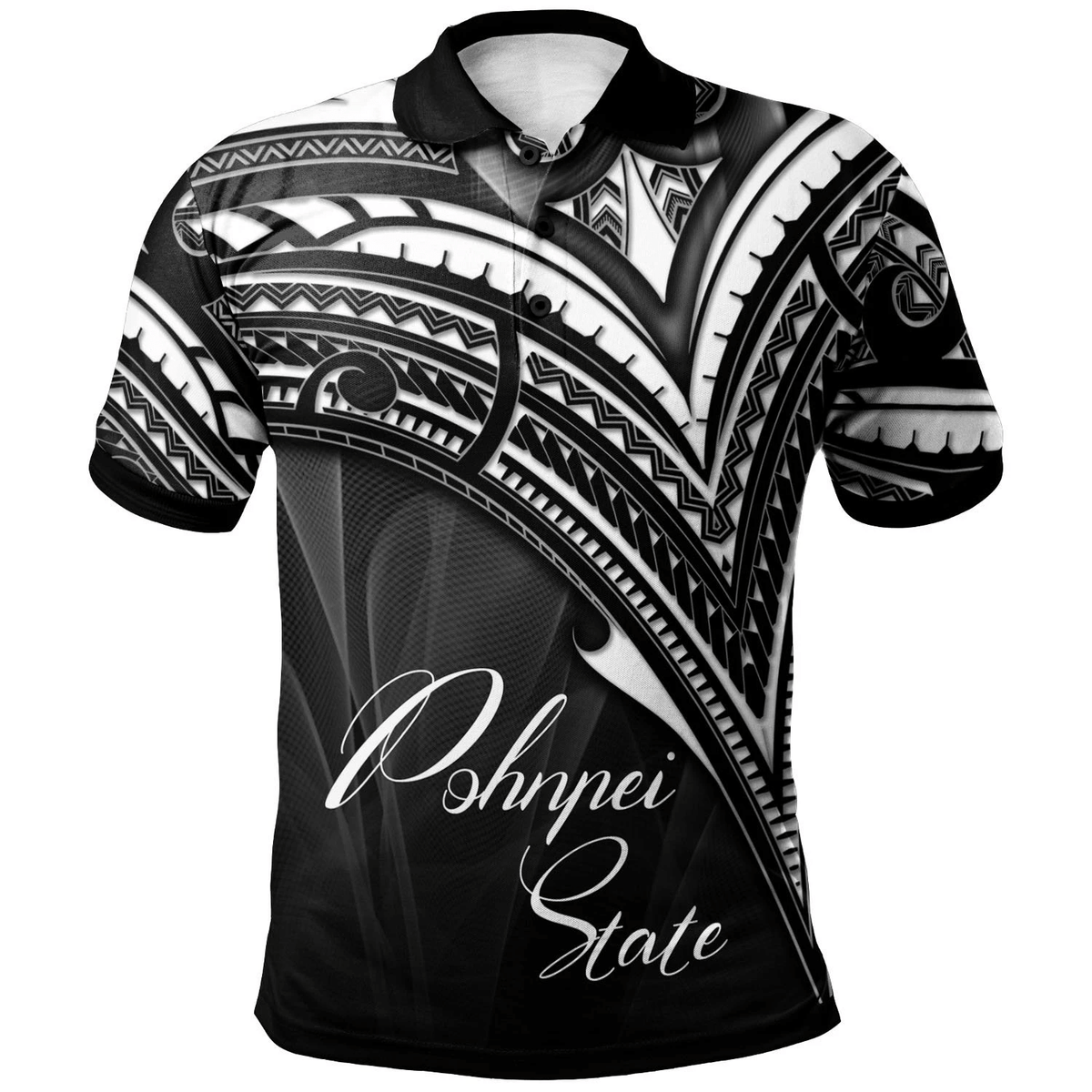 Polynesian Pride Apparel Pohnpei State Polo Shirt Cross Style Unisex Black - Polynesian Pride