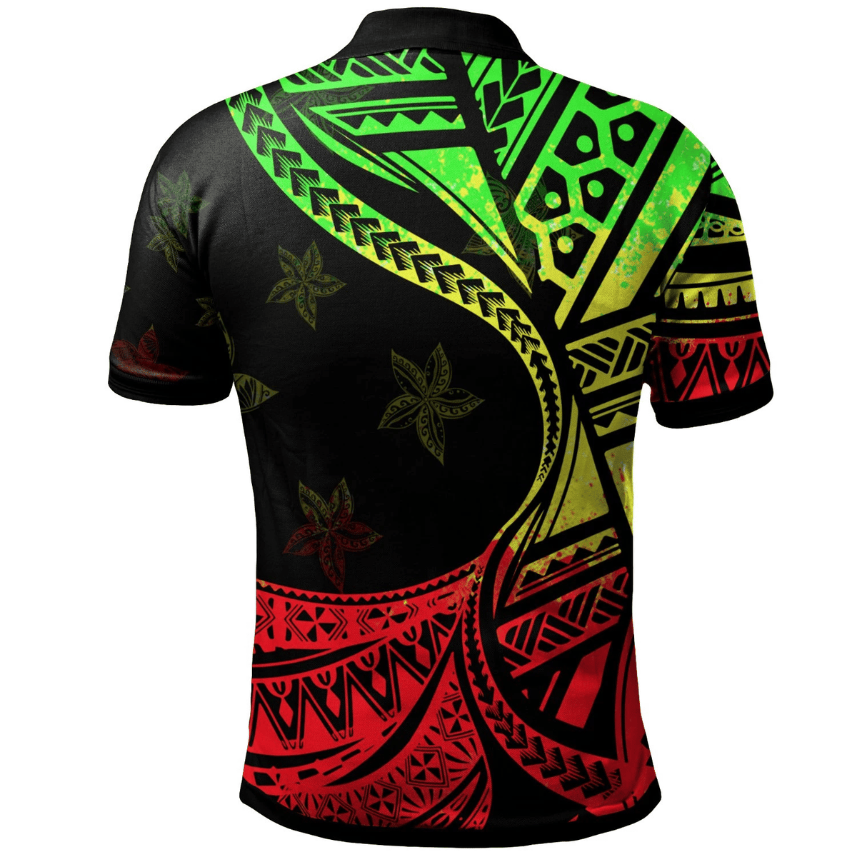 Polynesian Pride Apparel Chuuk Polo Shirt Plumeria Flowers Raggage Version - Polynesian Pride