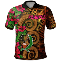 Polynesian Pride Apparel Pohnpei Micronesia Polynesian Polo Shirt Hibiscus Vintage Unisex Orange - Polynesian Pride