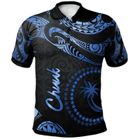 Polynesian Pride Apparel Chuuk Micronesia Polo Shirt Polynesian Tattoo Blue Version Unisex Blue - Polynesian Pride
