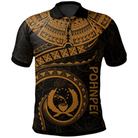 Polynesian Pride Apparel Pohnpei Polynesian Polo Shirt Pohnpei Waves (Golden) Unisex Gold - Polynesian Pride