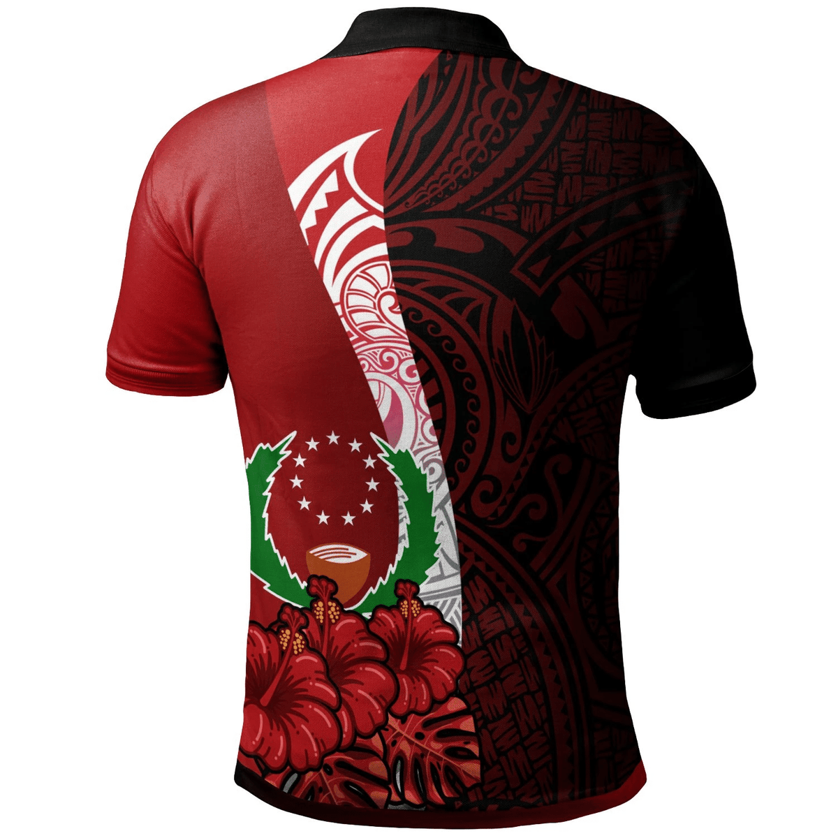 Polynesian Pride Apparel Pohnpei Micronesia Polo Shirt Coat Of Arm With Hibiscus - Polynesian Pride