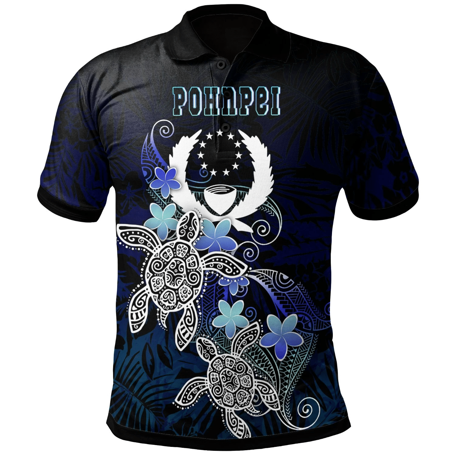 Polynesian Pride Apparel Pohnpei Polynesian Polo Shirt Blue Turtle Couple Unisex Blue - Polynesian Pride