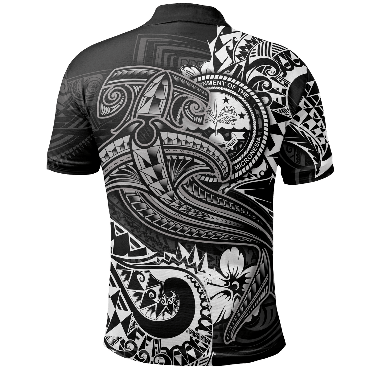 Polynesian Pride Apparel FSM Polo Shirt White Shark Polynesian Tattoo - Polynesian Pride