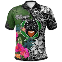Polynesian Pride Apparel Pohnpei Polo Shirt Turtle Plumeria Banana Leaf Unisex Black - Polynesian Pride